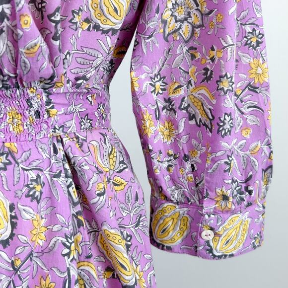 dRA Los Angeles Lilac Floral Block Print Cotton Midi Dress - Picture 8 of 12